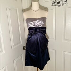 Teeze Me Strapless Silver and Navy Dress